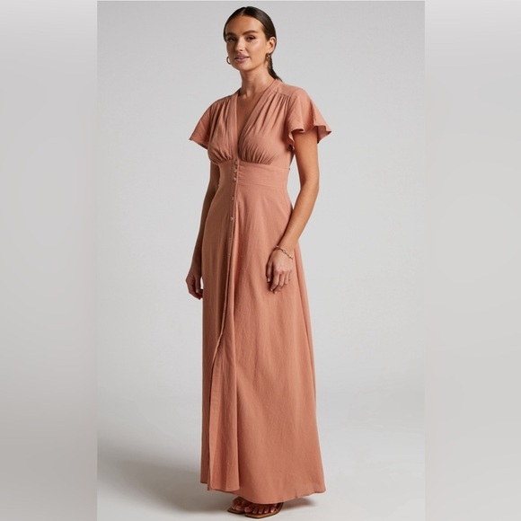 Showpo. Dresses & Skirts - ELIJAH MIDI DRESS - EMPIRE WAIST BUTTON DOWN DRESS